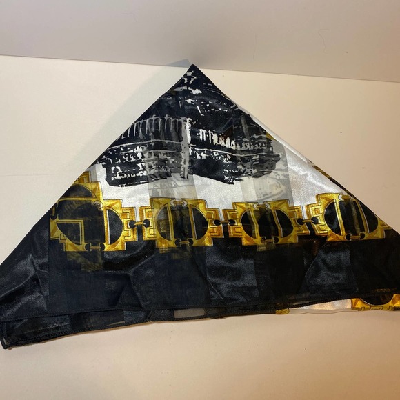 Raffaello Roma Silk Scarf Black and Gold - Picture 3 of 5